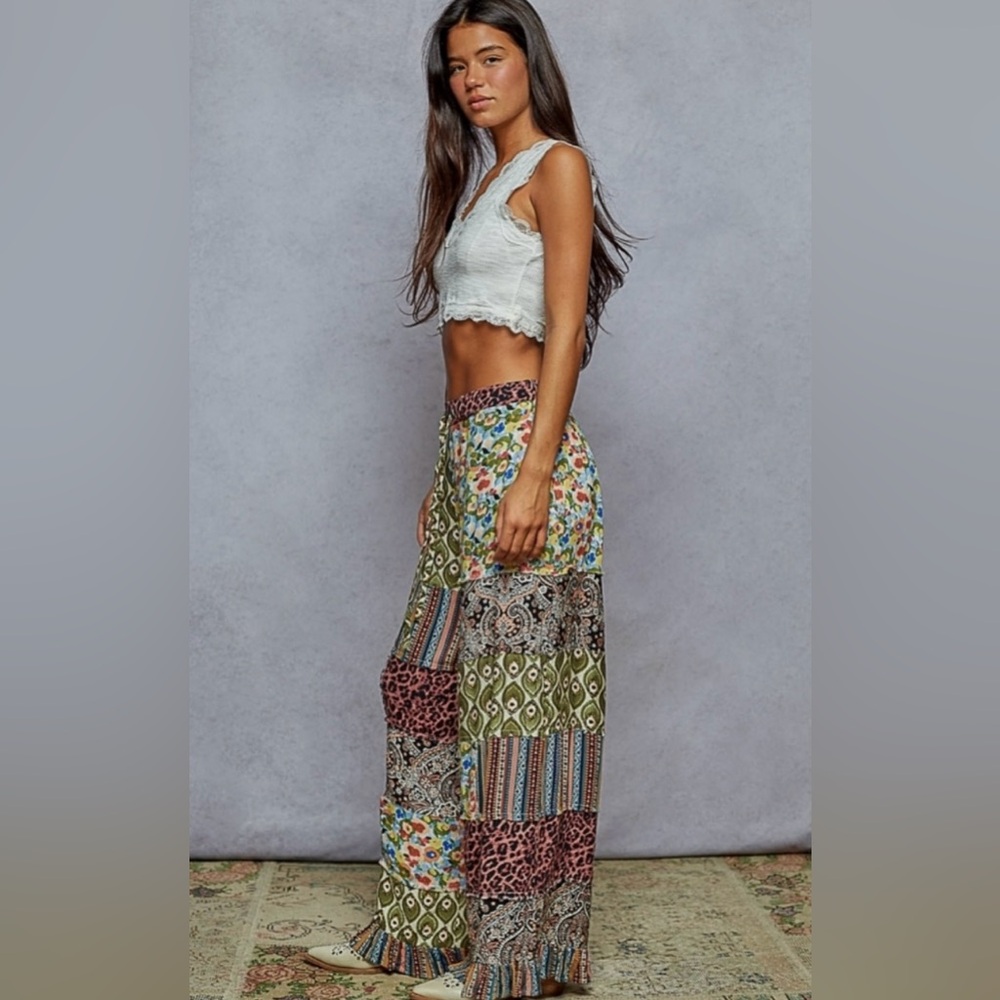 081 - Pol Multicolor Patchwork Palazzo Pants - image 5